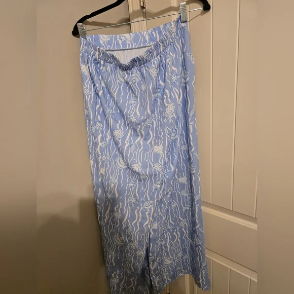 NWT Cider Blue Wide-Leg Pants Ocean World Pattern Loose Large/XL - Picture 4 of 5